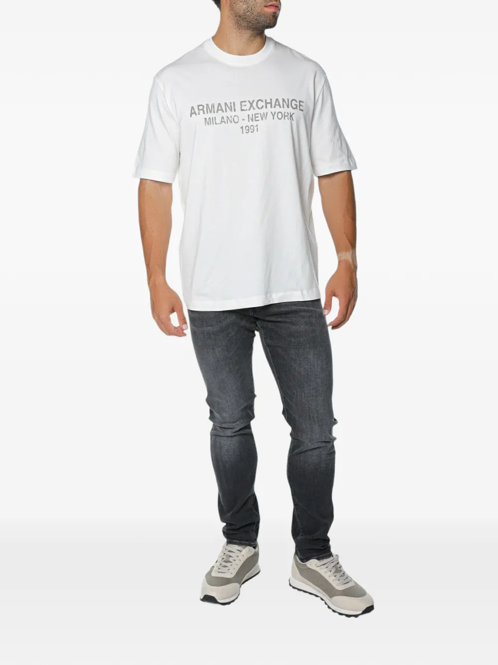 Armani Exchange logo-print T-shirt Wit