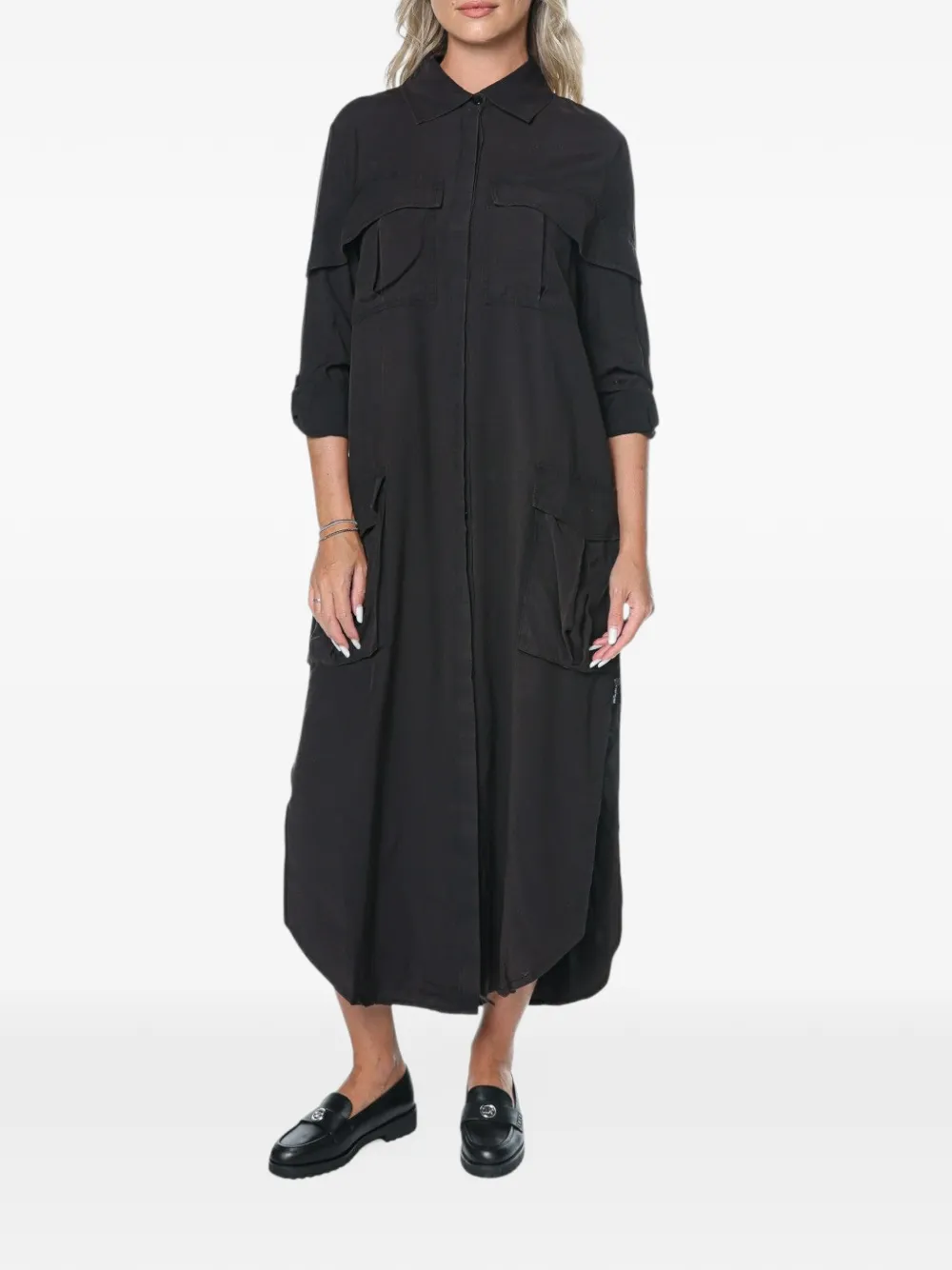 One Teaspoon crushed midi shirt-dress - Black