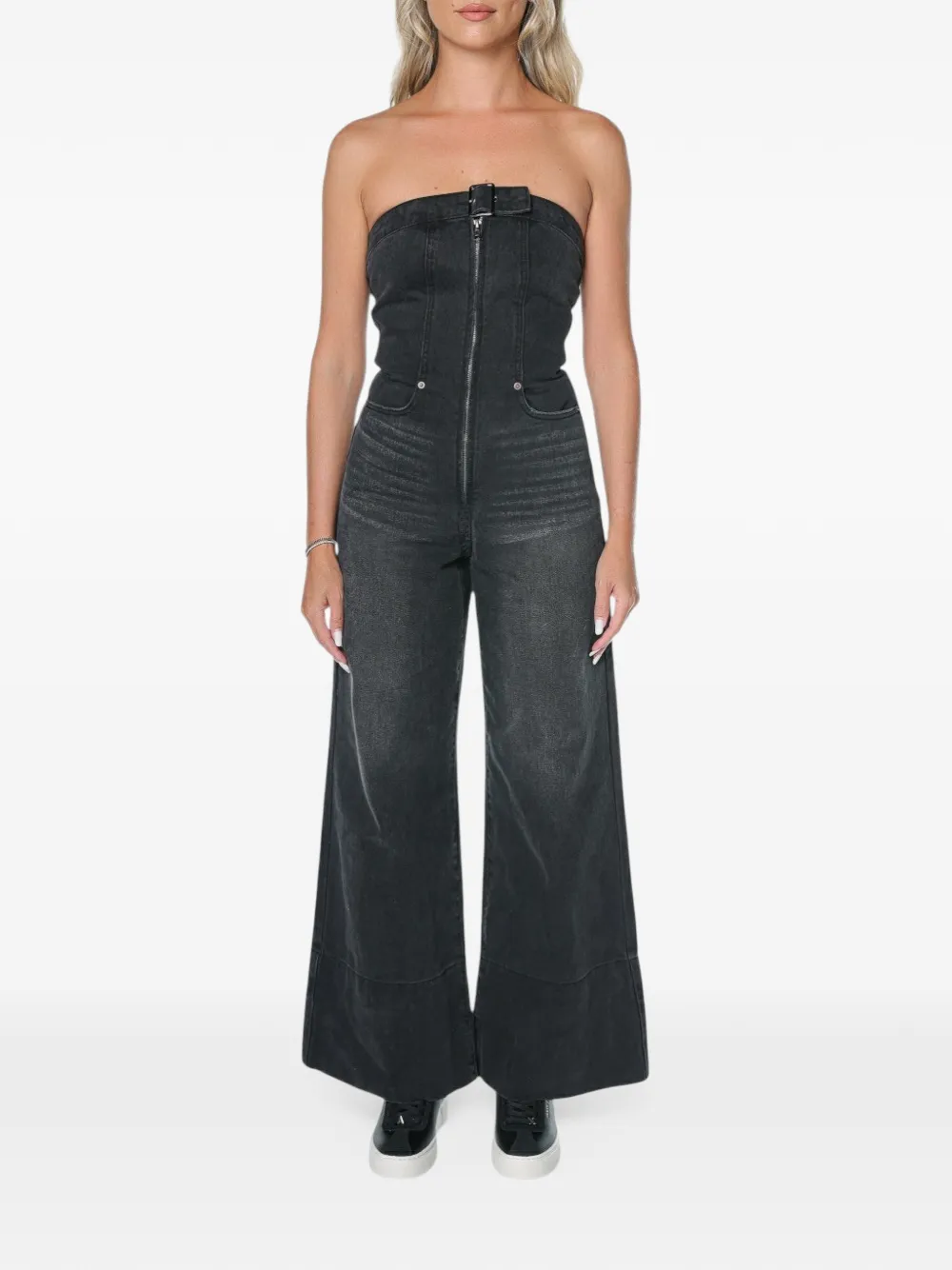 One Teaspoon Dark Angel strapless wide-leg jumpsuit - Schwarz