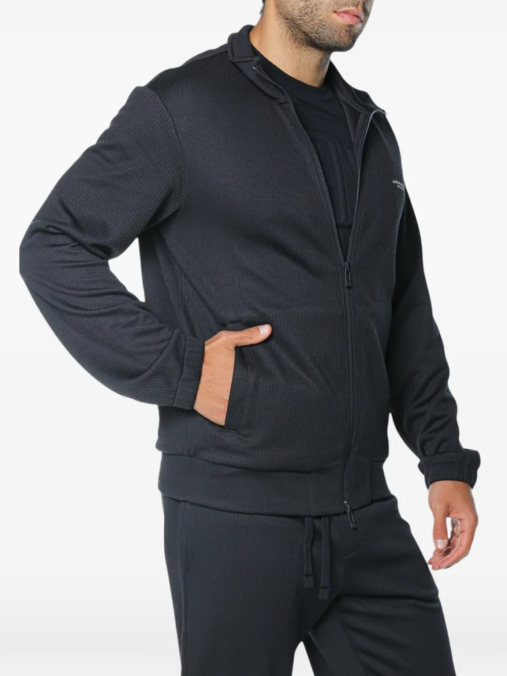 Armani Exchange logo-print zip-up sweatshirt Blauw