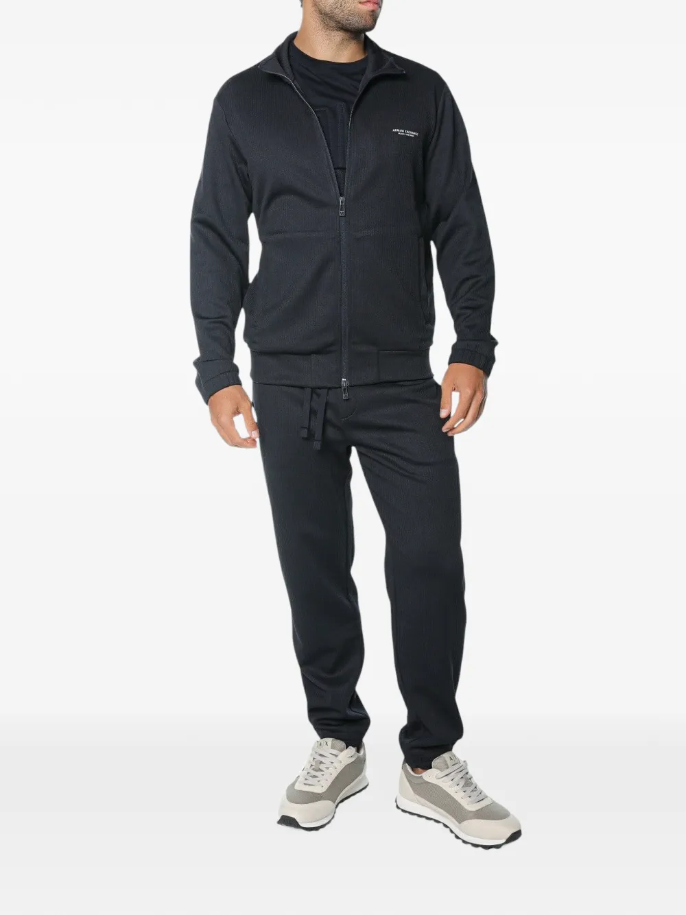 Armani Exchange logo-print zip-up sweatshirt Blauw