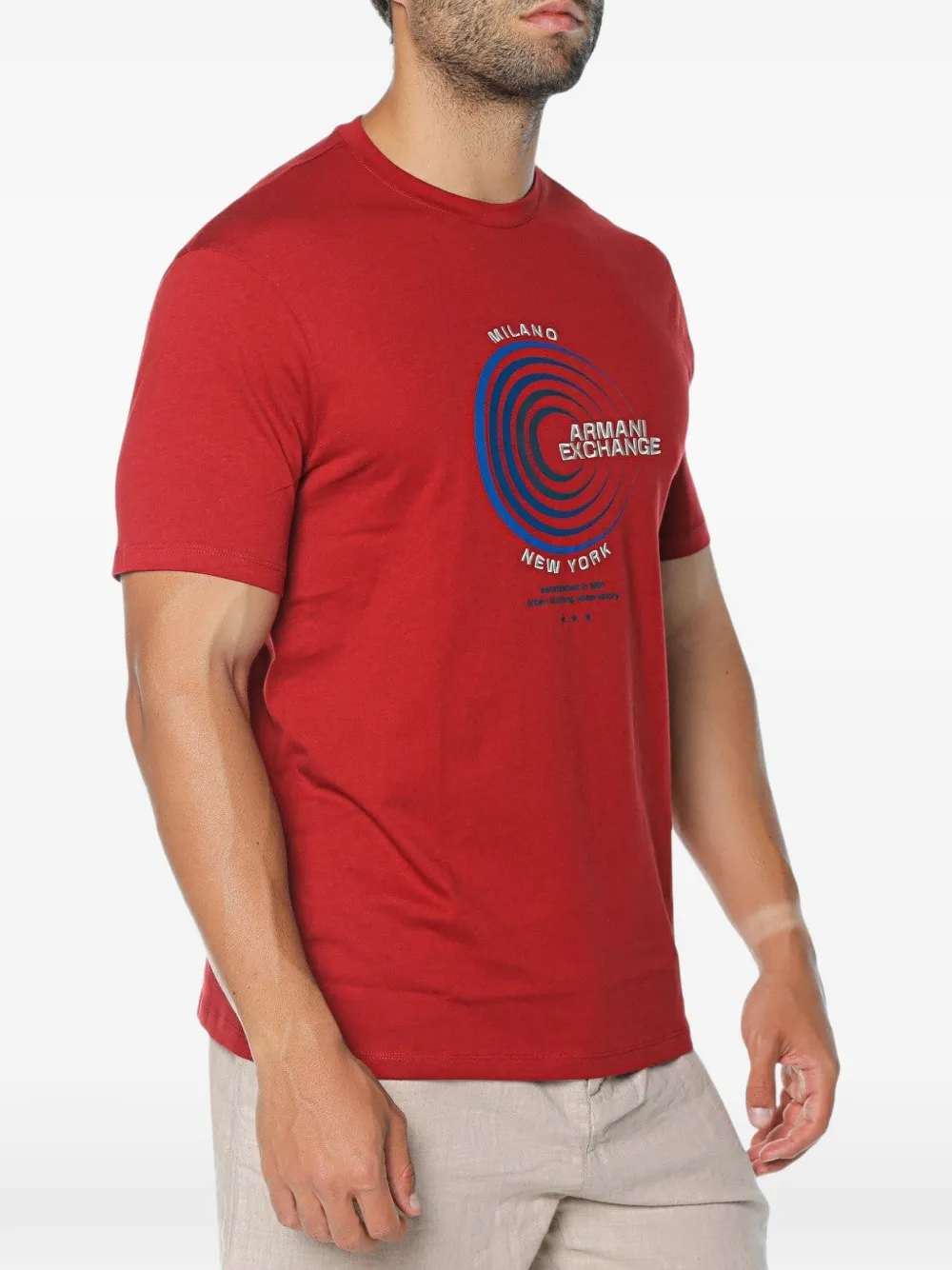 Armani Exchange logo-print cotton T-shirt Rood
