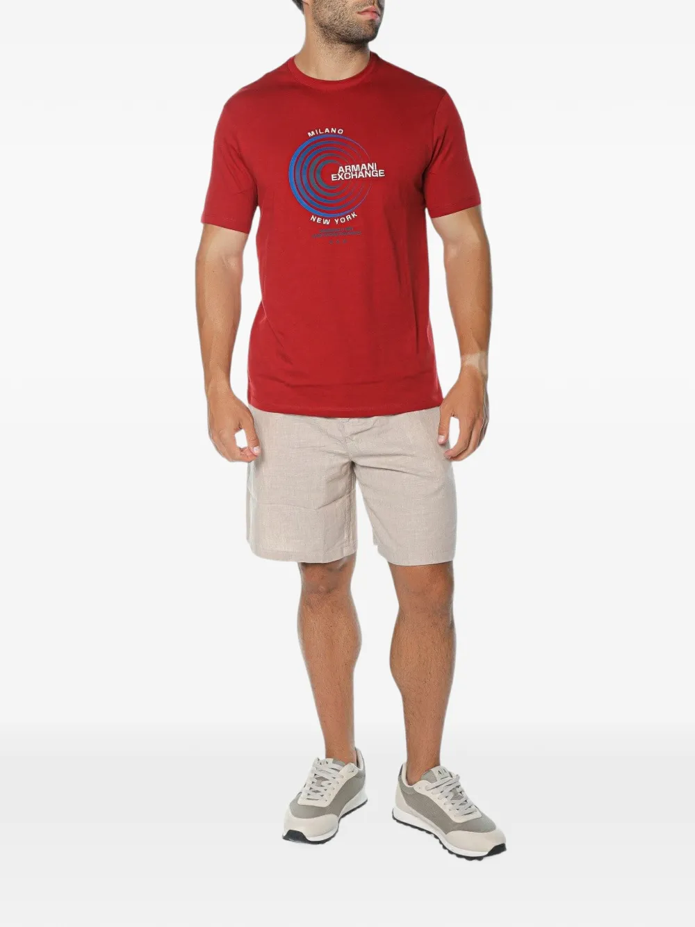 Armani Exchange logo-print cotton T-shirt Rood