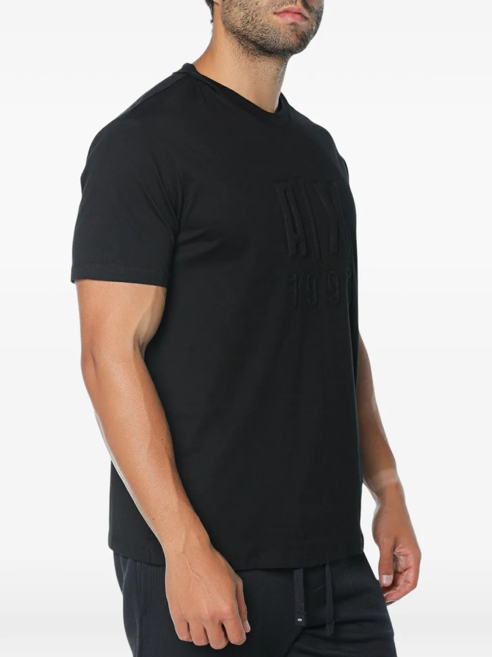 Armani Exchange logo-embossed cotton T-shirt Zwart