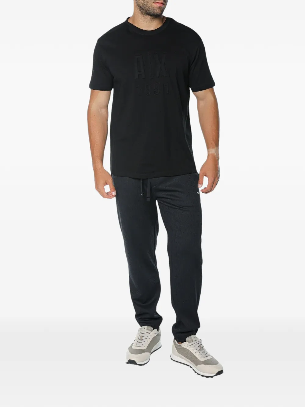 Armani Exchange logo-embossed cotton T-shirt Zwart