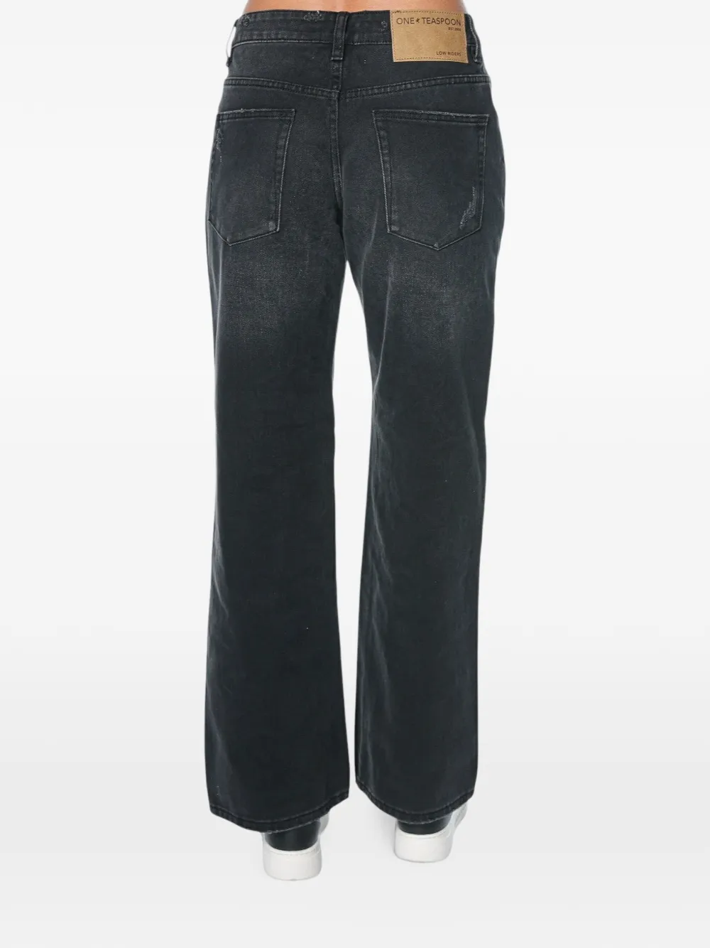 One Teaspoon Low Riders gerafelde jeans met wijde pijpen Zwart