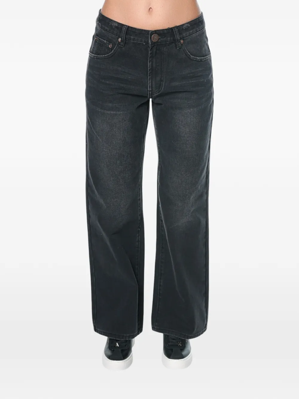 One Teaspoon Low Riders distressed wide-leg jeans - Schwarz