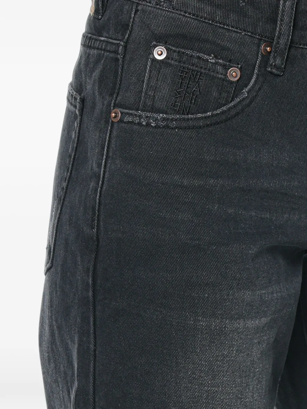 One Teaspoon Low Riders gerafelde jeans met wijde pijpen Zwart