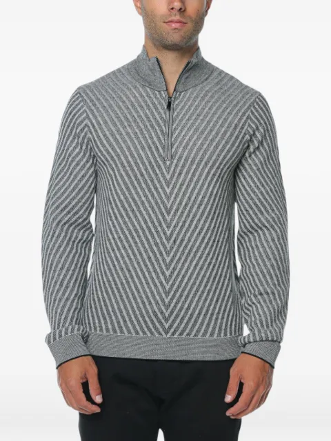 Emporio Armani chevron-knit half-zip pullover