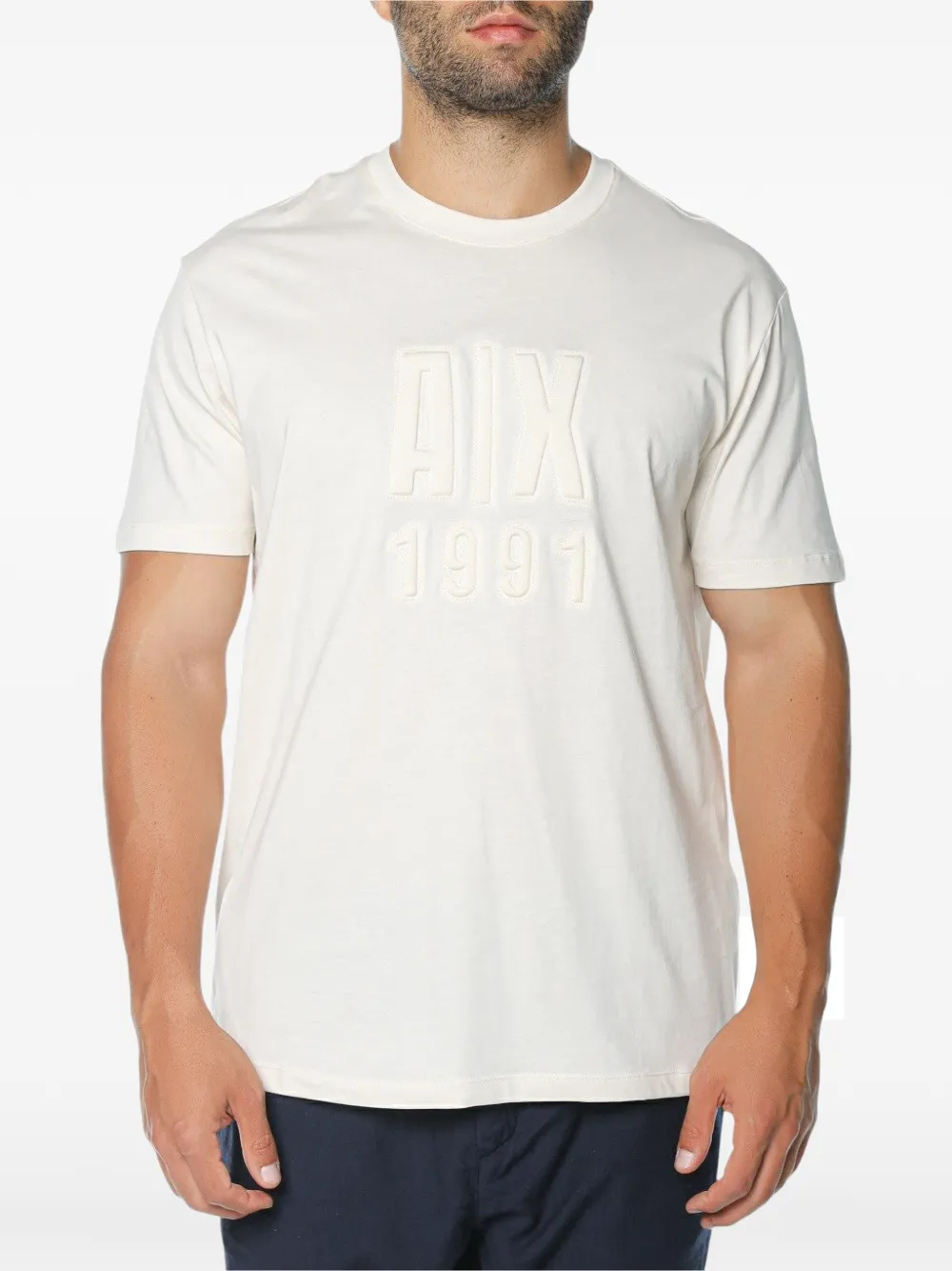 Armani Exchange embossed-logo crew-neck T-shirt - Bianco