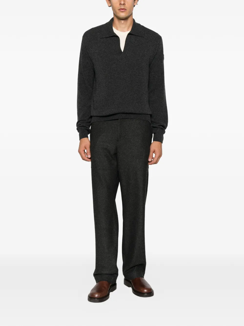 Moncler Polotrui met logo-patch Grijs