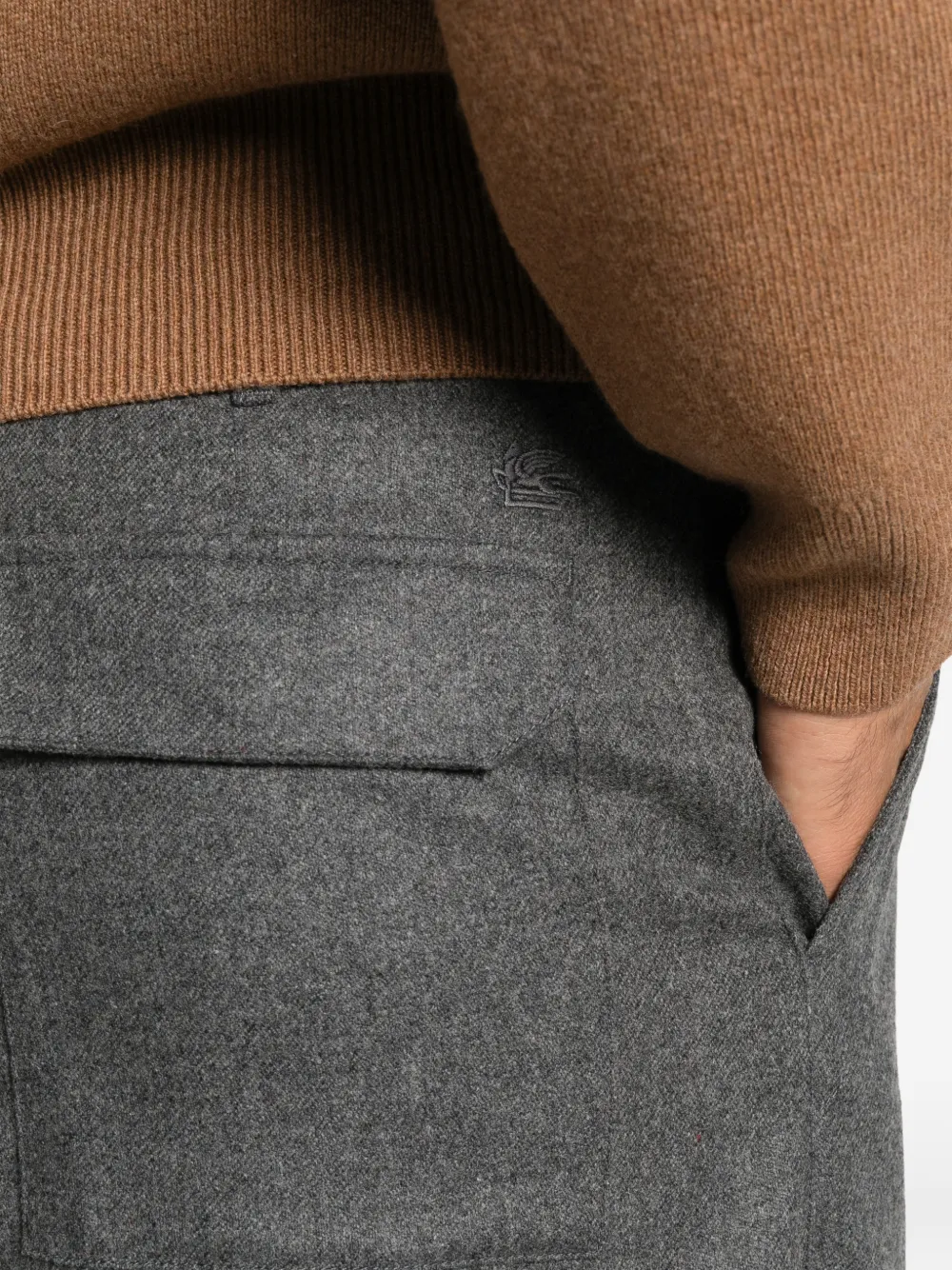 ETRO Straight broek met geborduurd logo Grijs