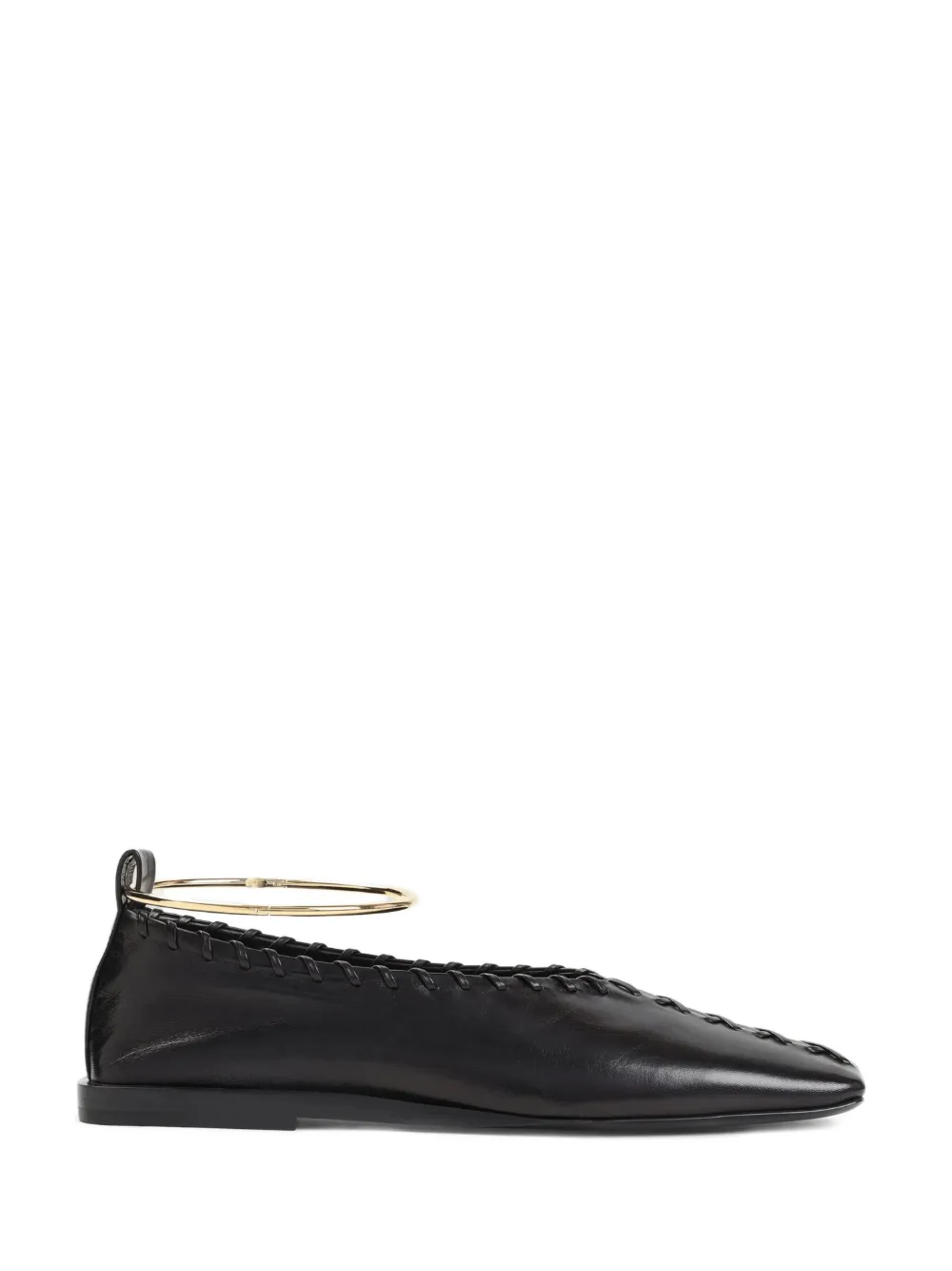 Jil Sander Ring whipstitch anklet ballet flats - Nero