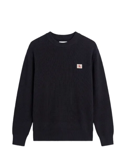 Calvin Klein waffle-knit logo-patch sweater