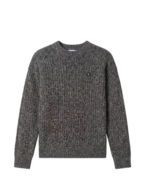 Calvin Klein logo-patch marl-knit sweater