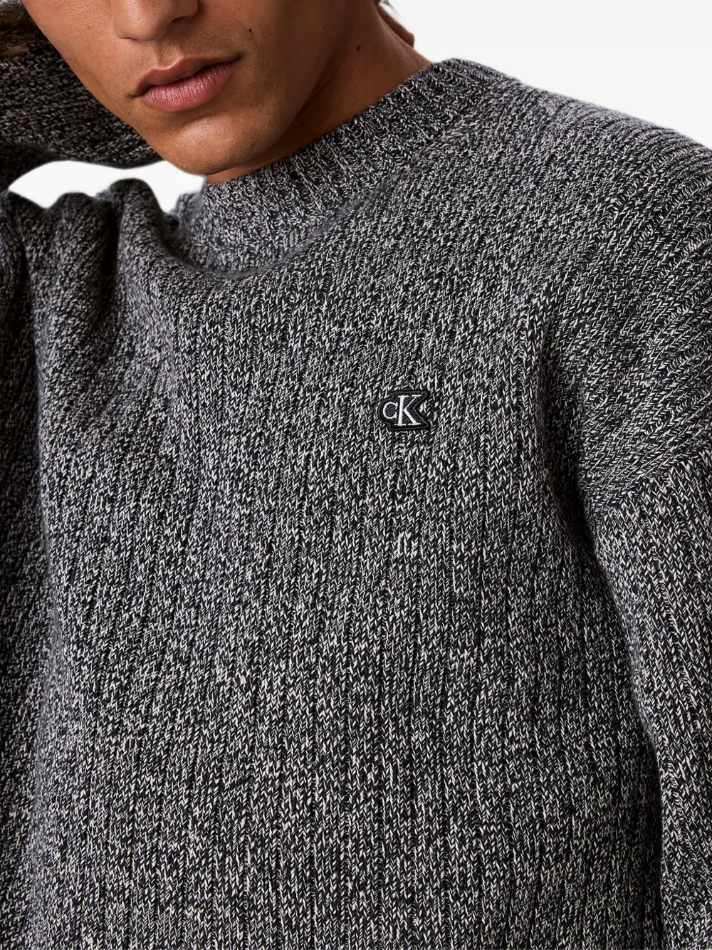Calvin Klein Gebreide trui met logopatch Grijs