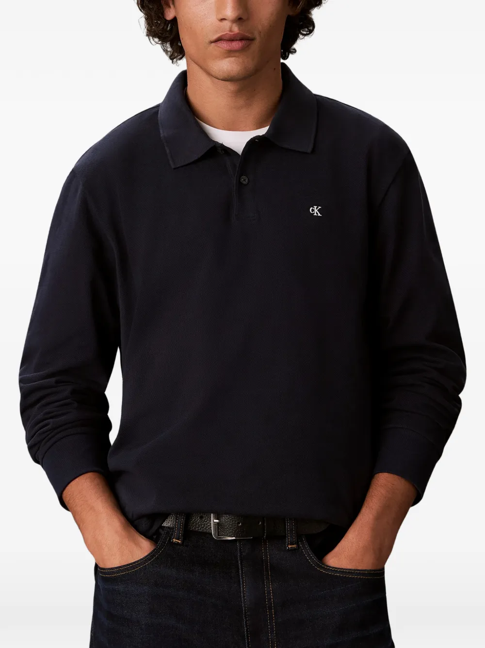 Calvin Klein Poloshirt met lange mouwen Blauw