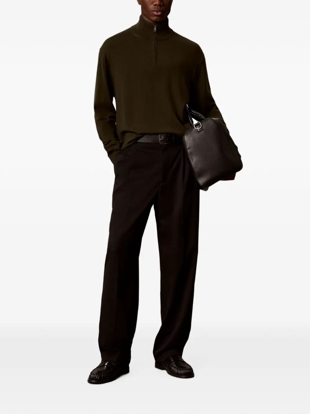 Calvin Klein Trui met geborduurd logo en kwartrits Groen
