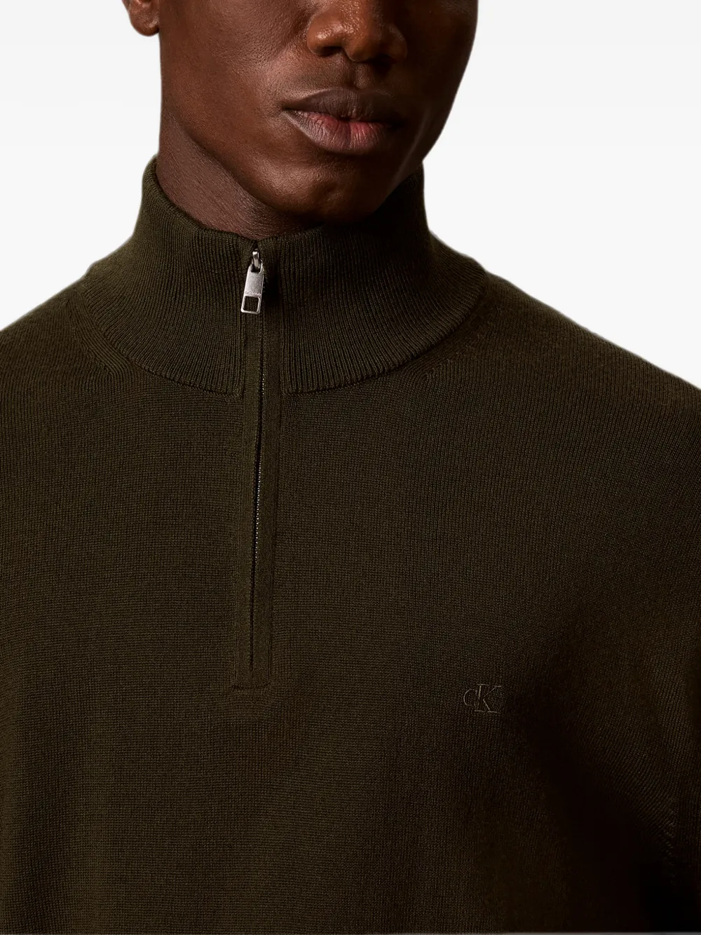 Calvin Klein Trui met geborduurd logo en kwartrits Groen