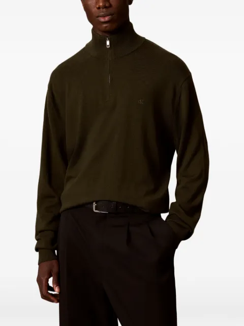 Calvin Klein quarter-zip logo-embroidered sweater