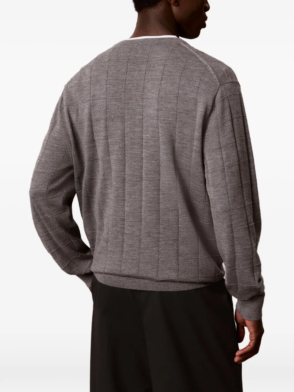 Calvin Klein Trui met geborduurd logo en patroon Grijs
