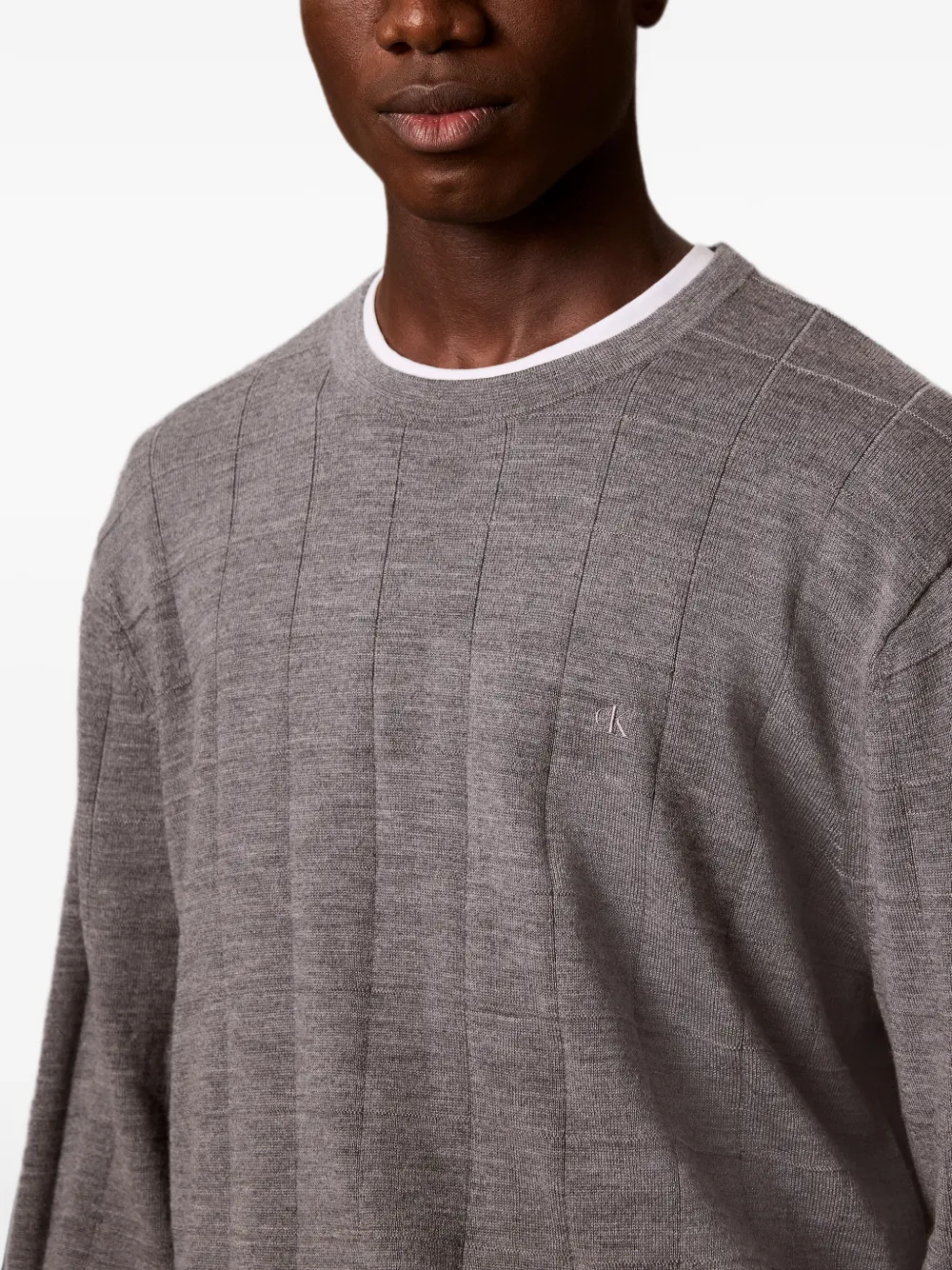 Calvin Klein Trui met geborduurd logo en patroon Grijs