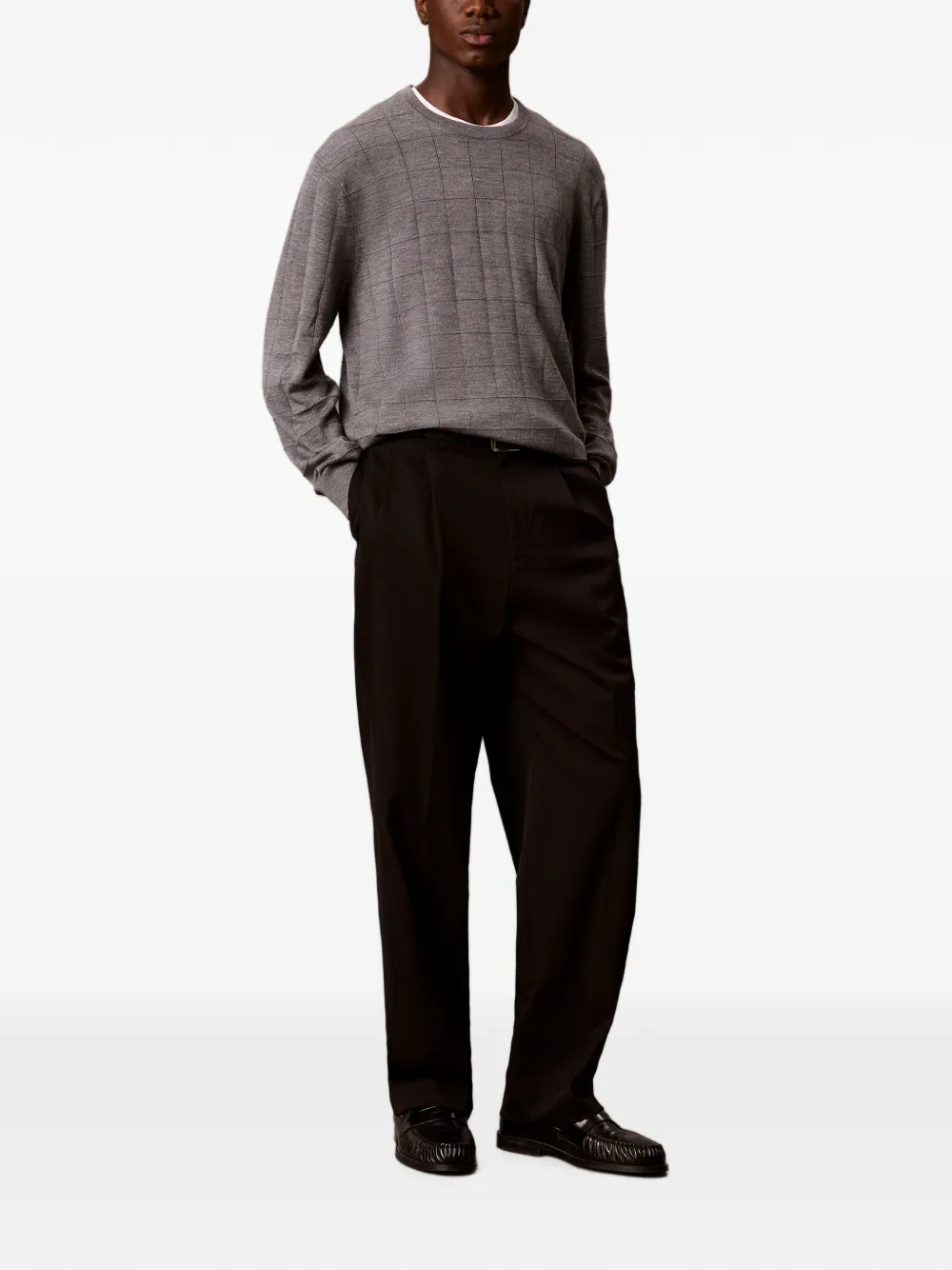 Calvin Klein Trui met geborduurd logo en patroon Grijs