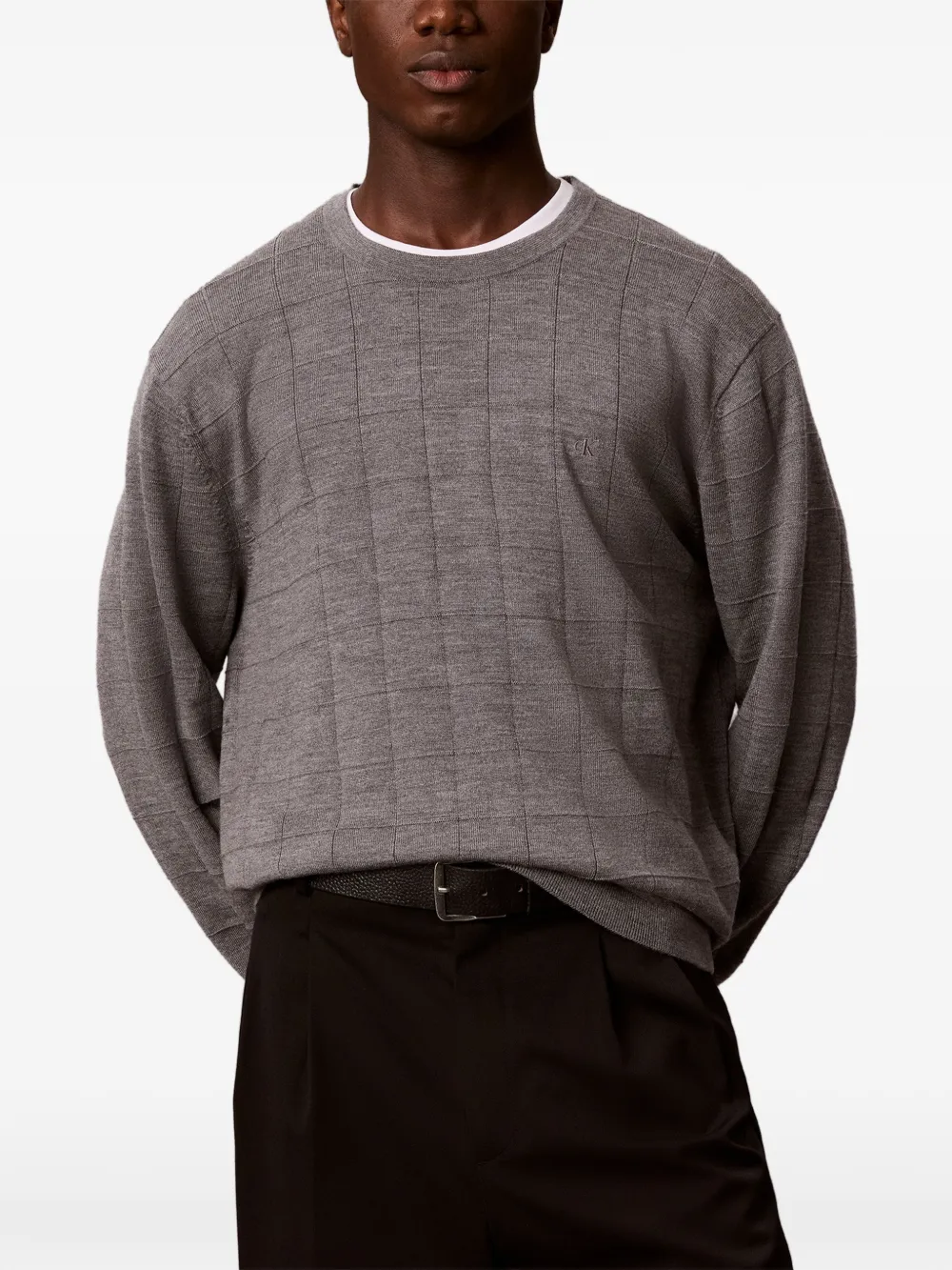 Calvin Klein Trui met geborduurd logo en patroon Grijs