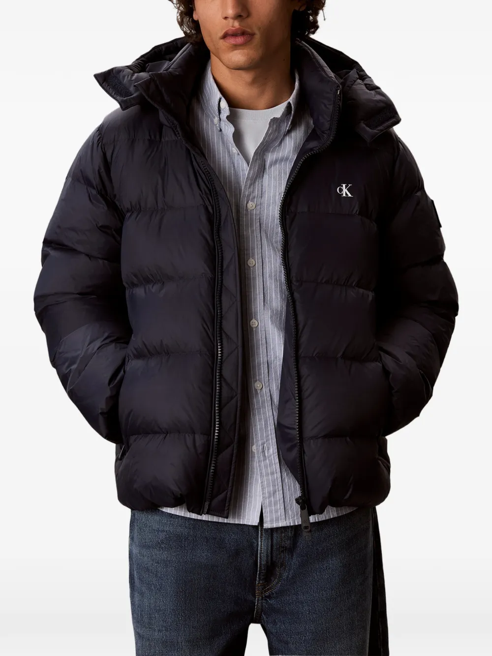 Calvin Klein Gewatteerd jack met capuchon Blauw