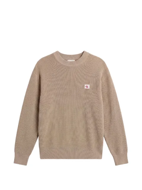 Calvin Klein waffle-knit logo-patch sweater