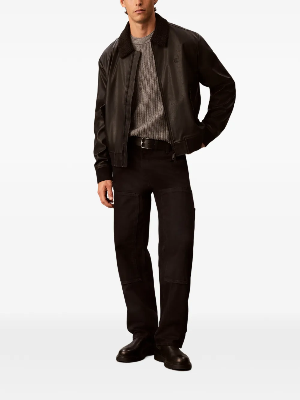 Calvin Klein Jack met lammy kraag Zwart