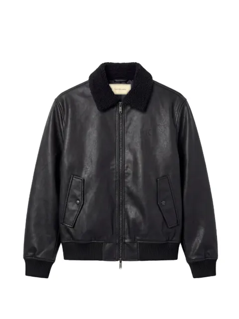 Calvin Klein shearling-collar faux-leather jacket