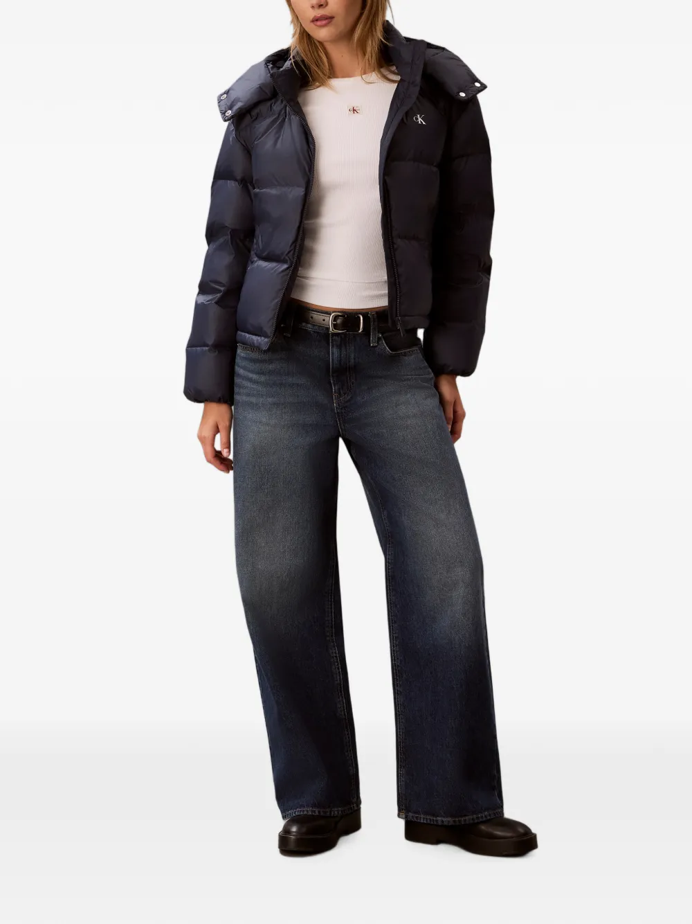 Calvin Klein Gewatteerd jack met capuchon Blauw