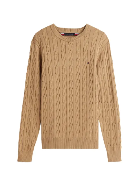 Tommy Hilfiger cable-knit embroidered-logo sweater