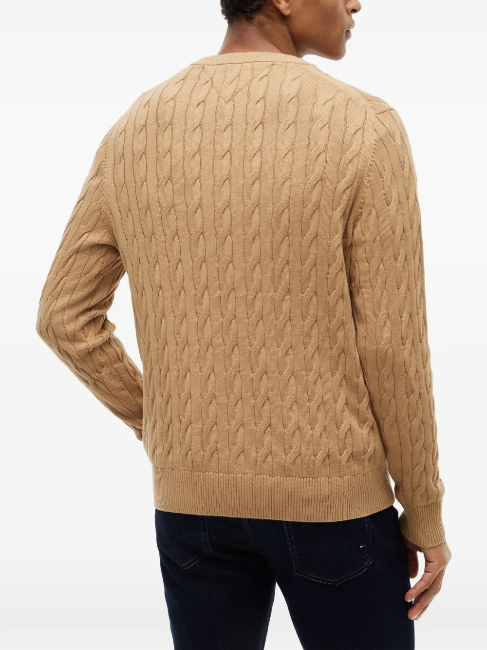 Tommy Hilfiger Kabelgebreide trui met geborduurd logo Bruin