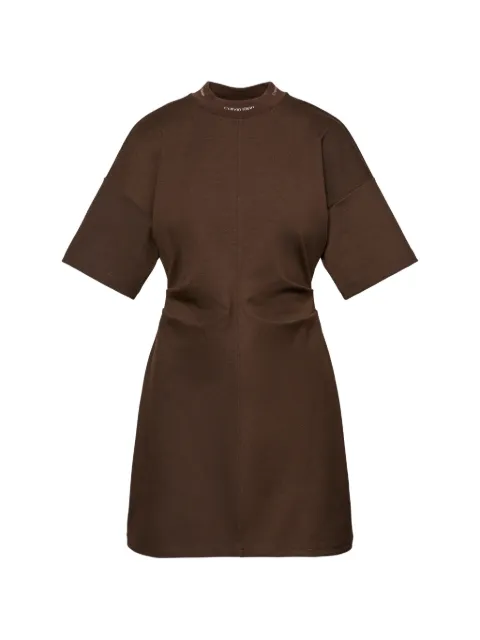 Calvin Klein logo-collar gathered-waist mini dress
