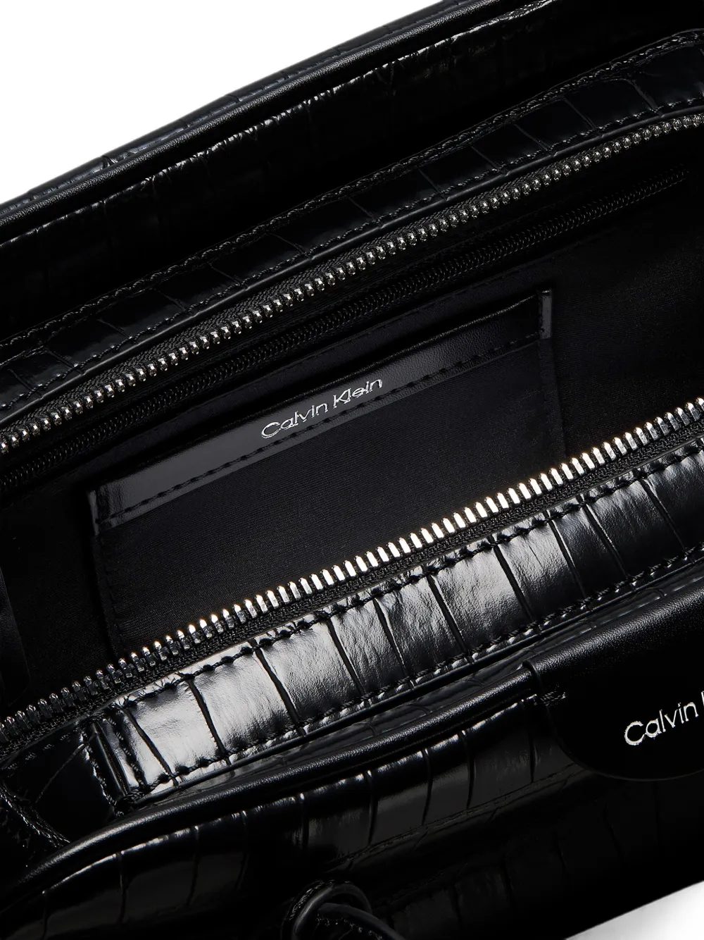 Calvin Klein Schoudertas met krokodillen-reliëf Zwart