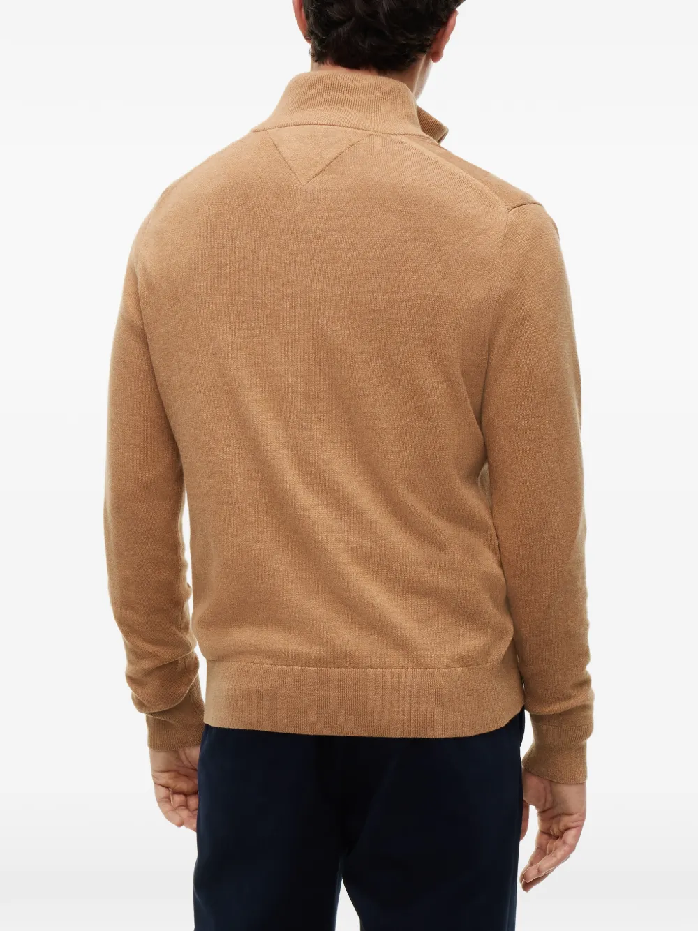 Tommy Hilfiger Trui met geborduurd logo en kwartrits Bruin