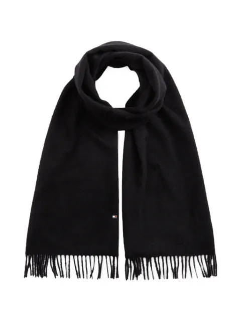 Tommy Hilfiger logo-plaque fringed scarf