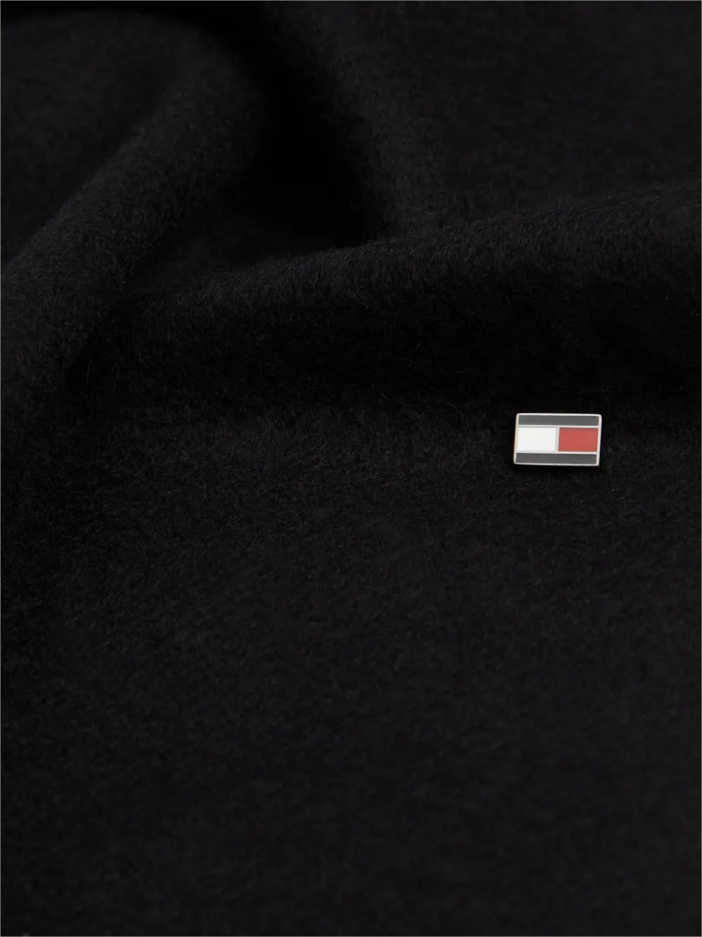 Tommy Hilfiger Sjaal met logoplakkaat en franje Zwart