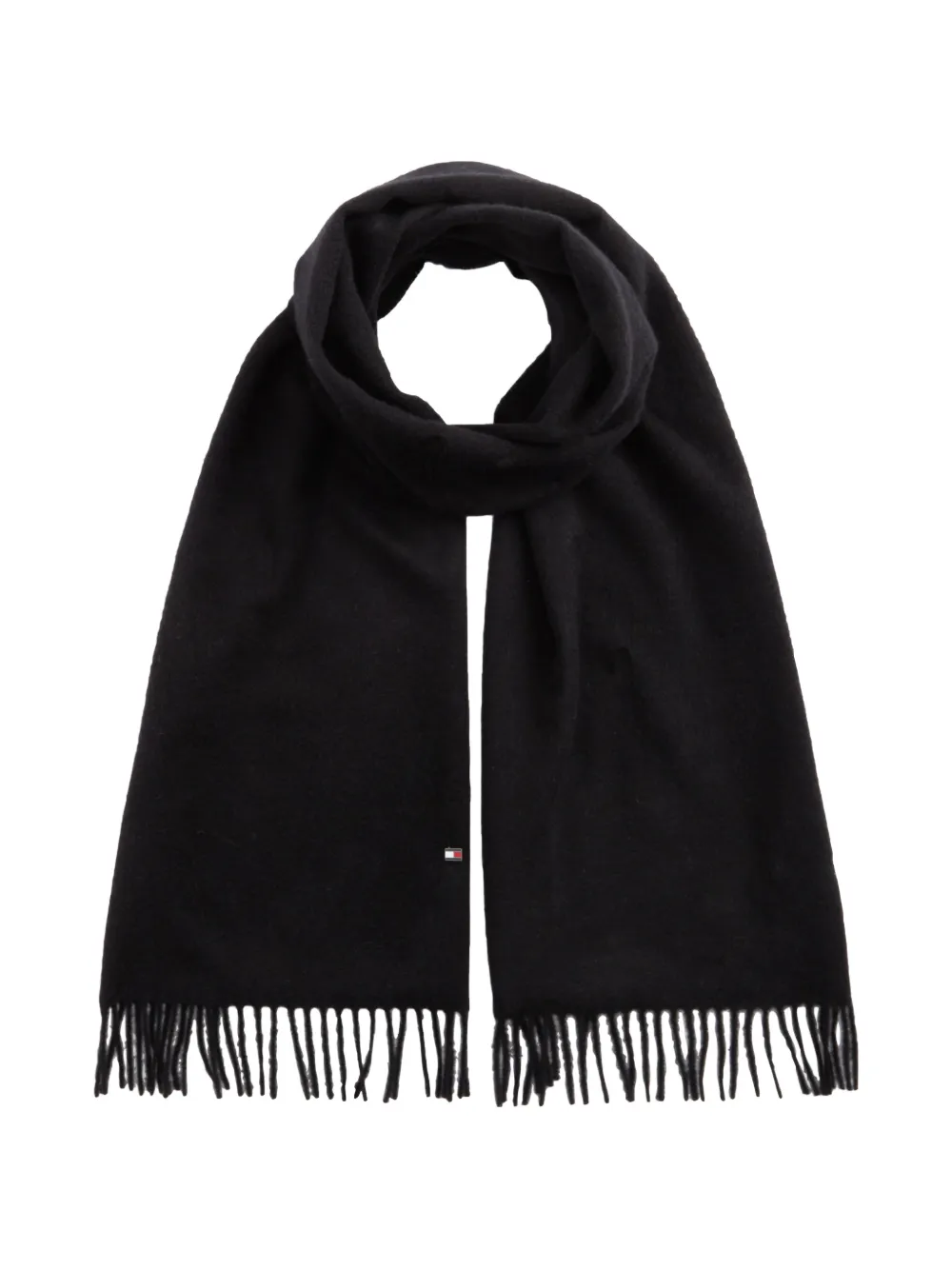 Tommy Hilfiger logo-plaque fringed scarf - Nero