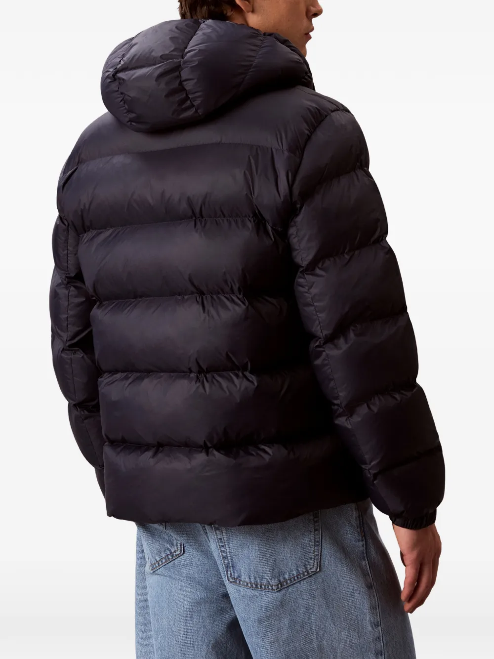 Calvin Klein Gewatteerd jack met capuchon en logoprint Blauw