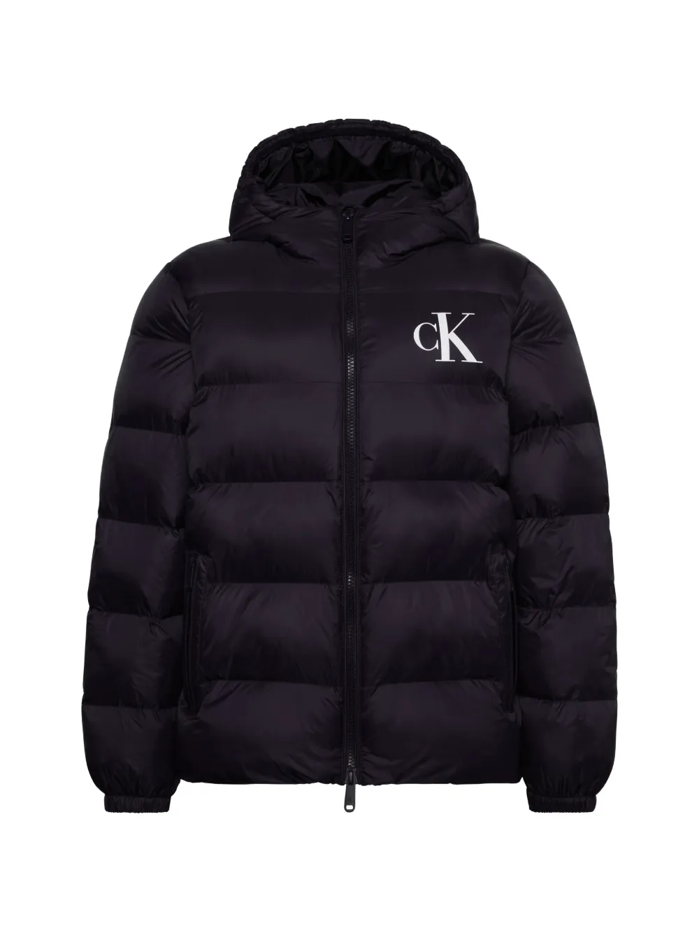 Calvin Klein logo-print hooded padded jacket - Blau