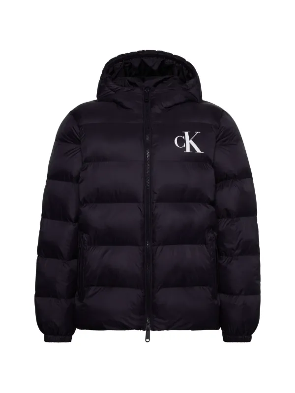 Calvin Klein Logo-print Hooded Padded Jacket in Blue