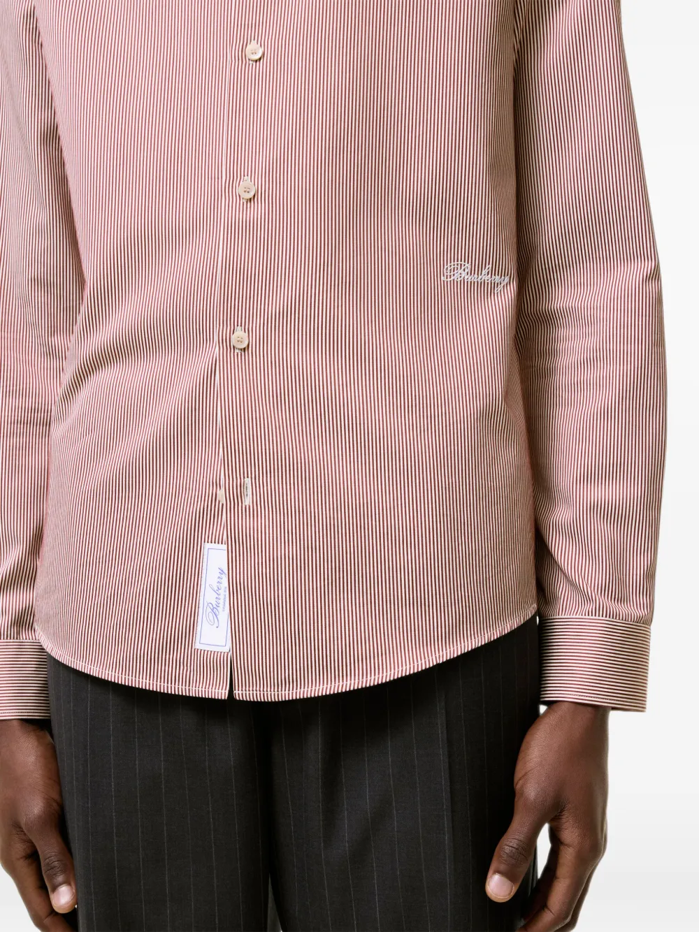 Burberry Gestreept overhemd Rood