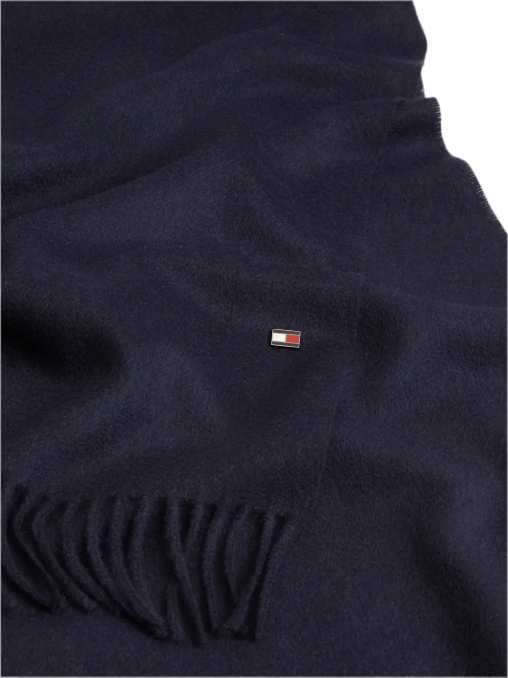 Tommy Hilfiger Sjaal met logoplakkaat en franje Blauw