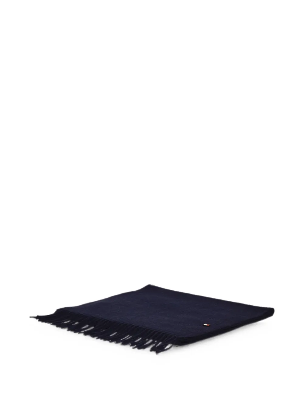 Tommy Hilfiger Sjaal met logoplakkaat en franje Blauw