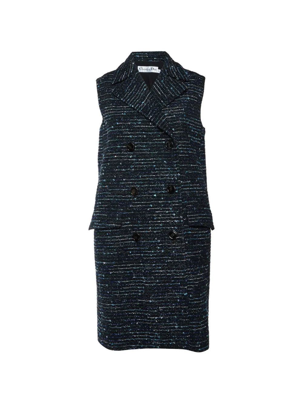 Christian Dior Pre-Owned double-breasted tweed vest coat - Blau