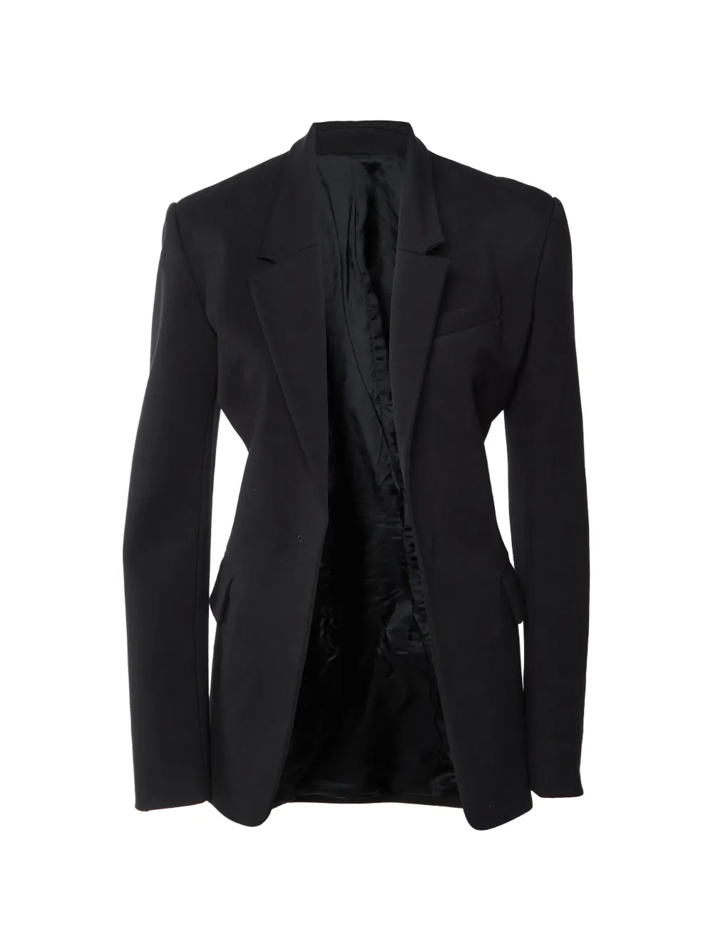 The Attico single-breasted padded-shoulder blazer - Nero