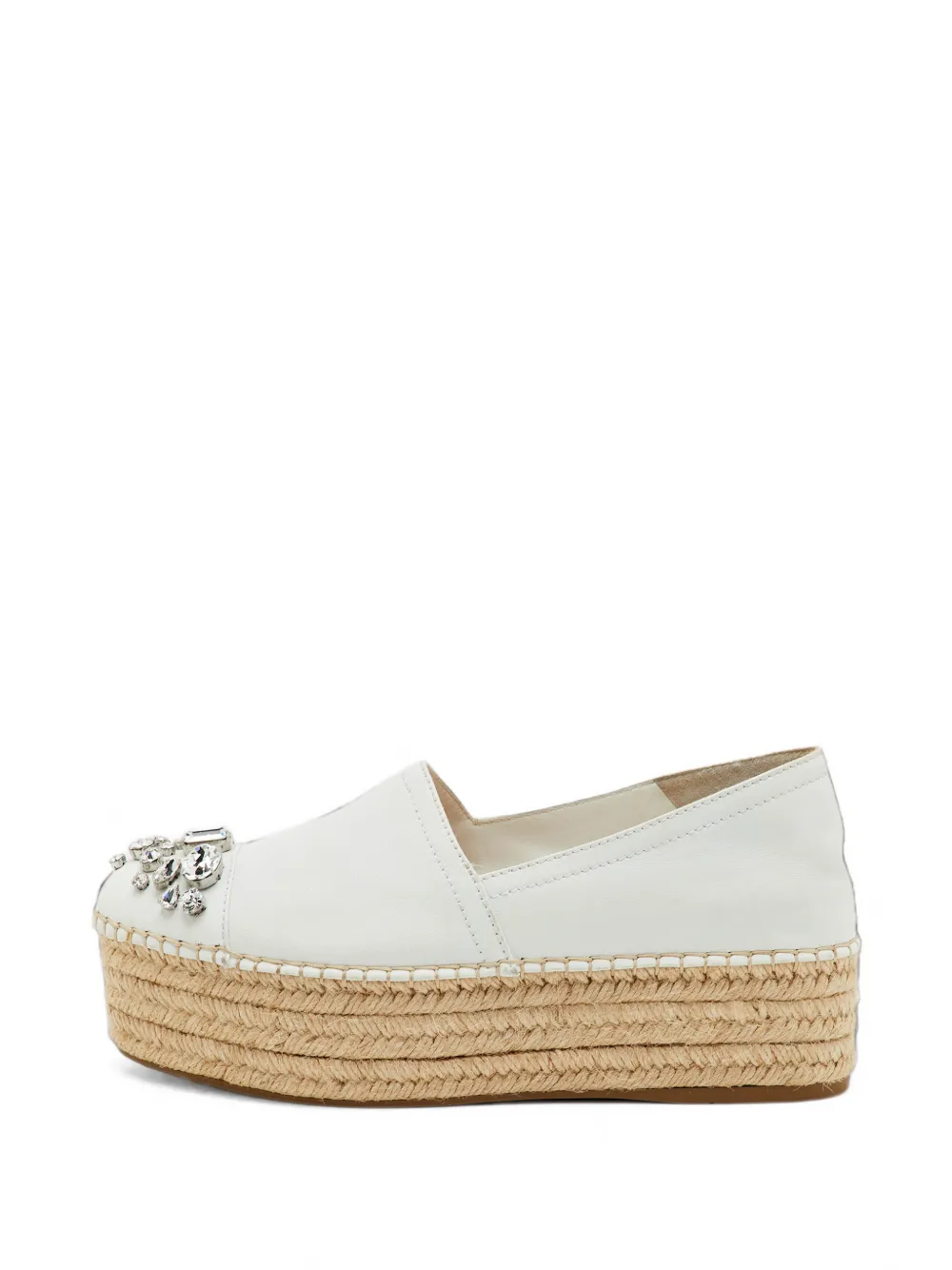 Miu Miu Pre-Owned crystal-embellished platform espadrilles - Weiß